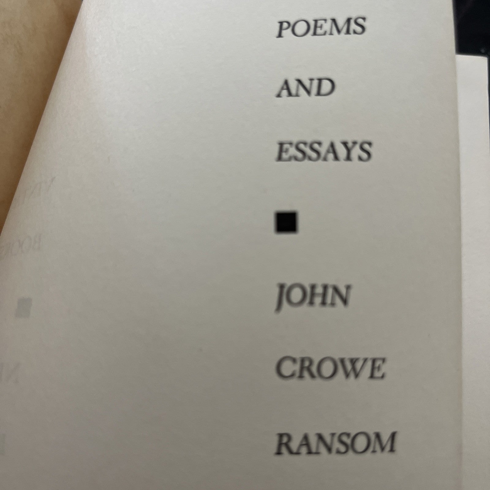 Poems and Essays by John Crowe Ransom ( 1955)