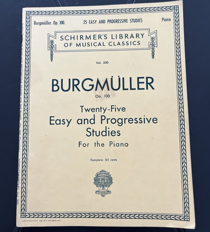 Schirmer's Library Vol 500 Burgmuller Op 100.25 Easy Progressive Studies Piano