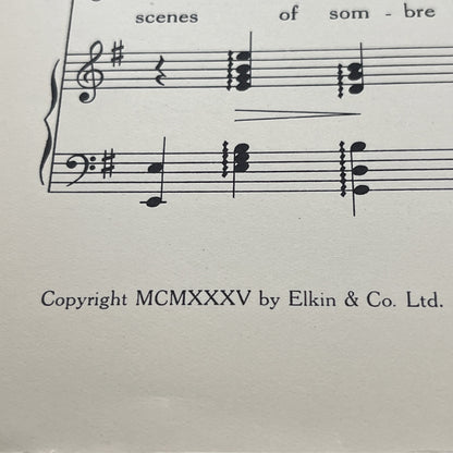 Rare Vintage Thoughts Song by Ernest R.H. Elkin BRAHMS Op. 39; No.15 - (1935)