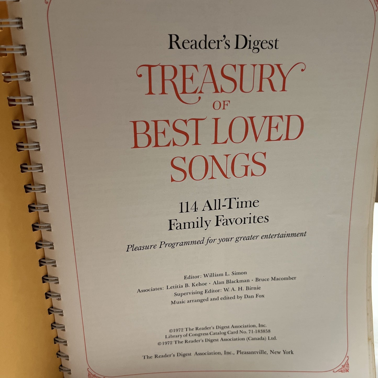 Reader s Digest Treasury of Best Loved Songs 114 All Time Family Favorites  1972