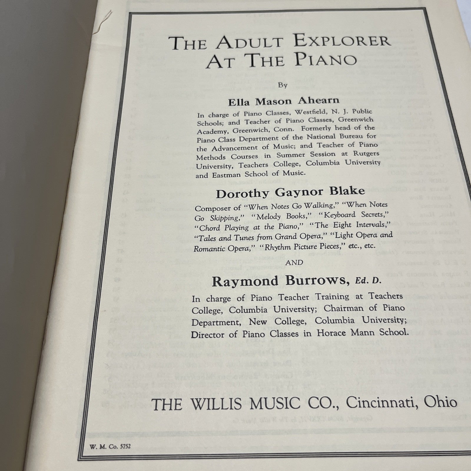 THE ADULT EXPLORER AT THE PIANO STAPLE BOUND – 1937 SHEET MUSIC