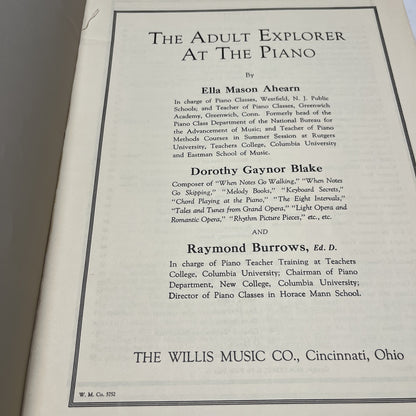 THE ADULT EXPLORER AT THE PIANO STAPLE BOUND – 1937 SHEET MUSIC