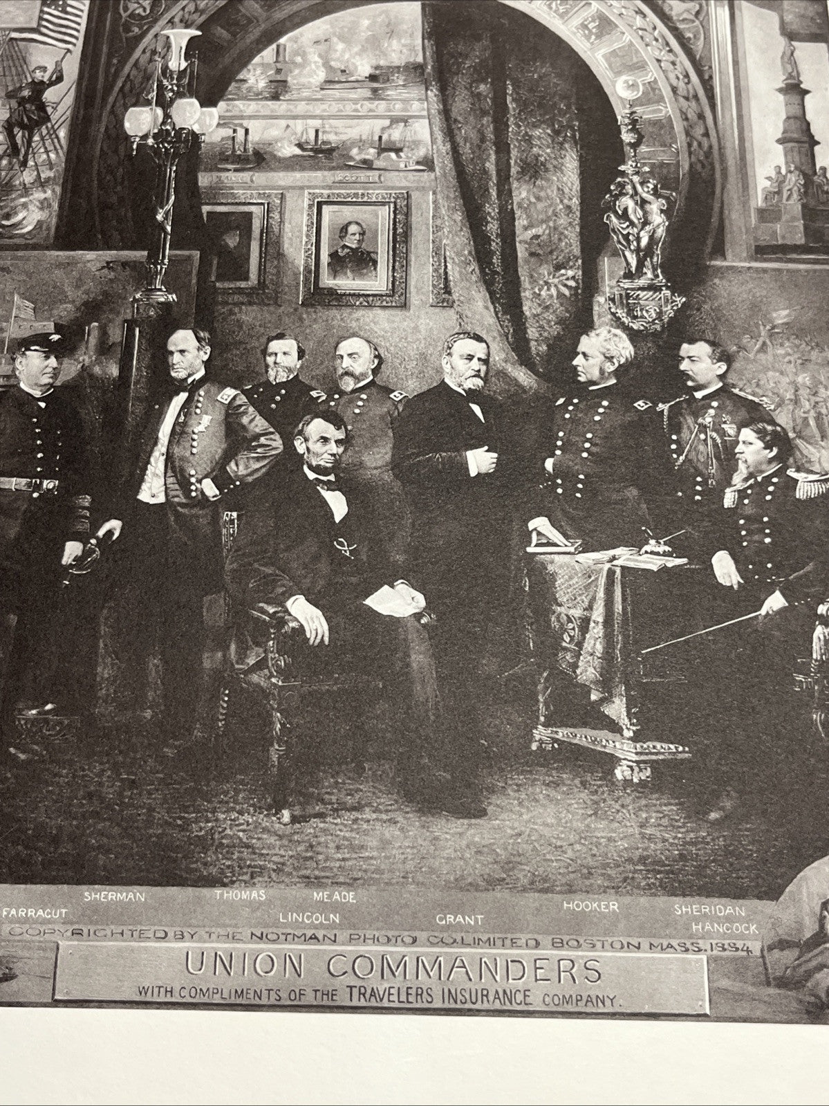 1961 TRAVELERS INSURANCE CO UNION & CONFEDERATE COMMANDERS OF CIVIL WAR - 19th C