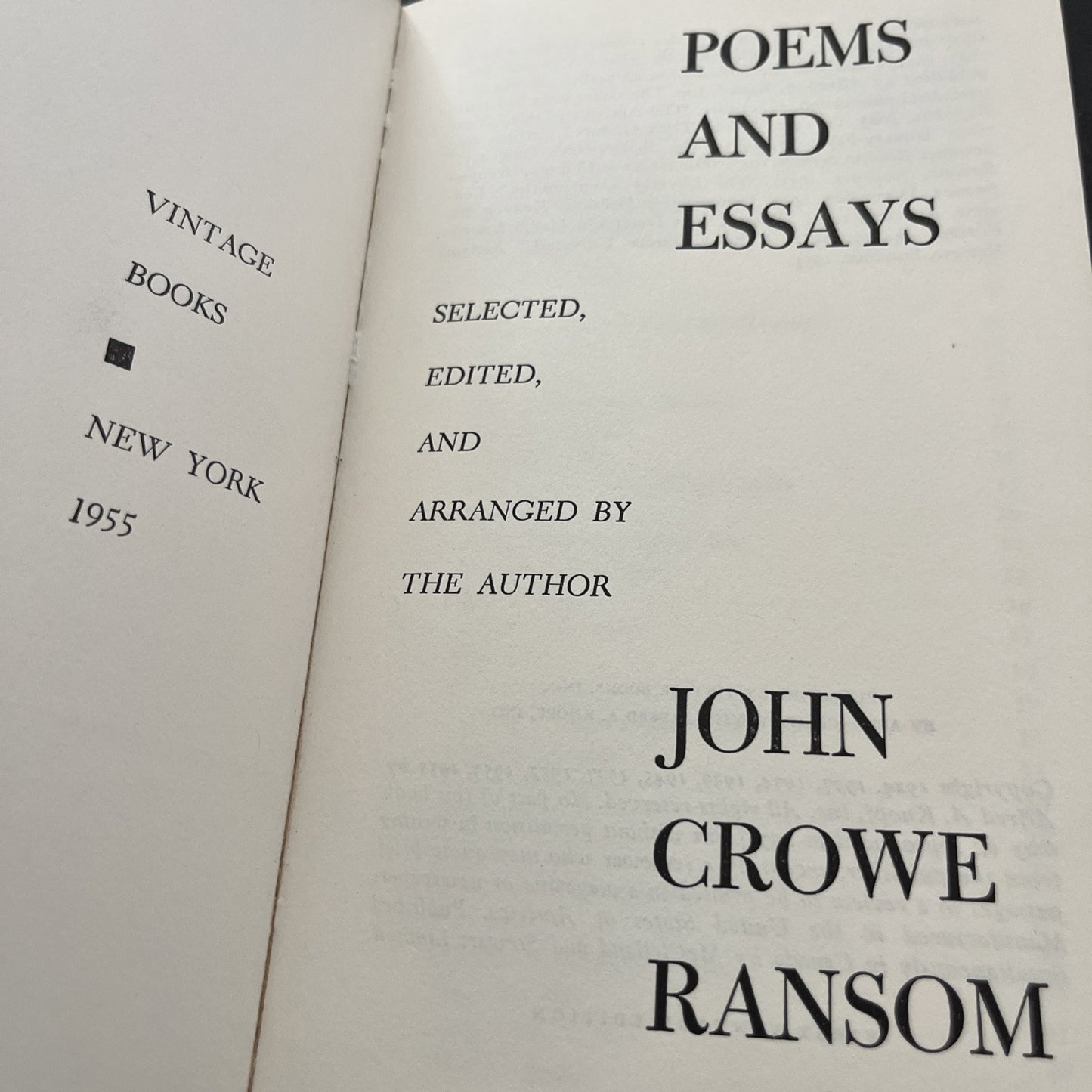 Poems and Essays by John Crowe Ransom ( 1955)
