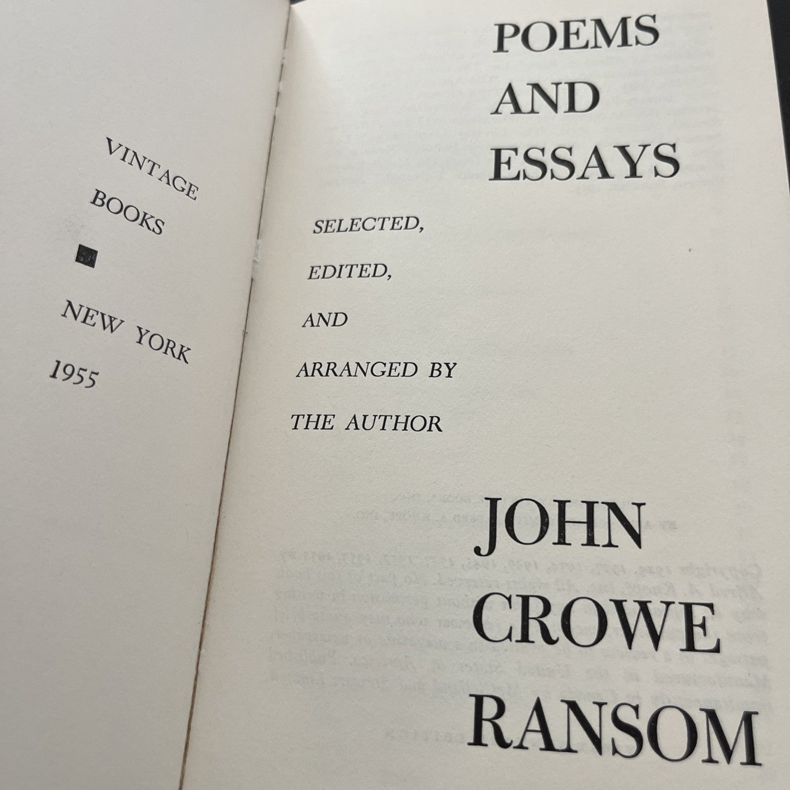 Poems and Essays by John Crowe Ransom ( 1955)