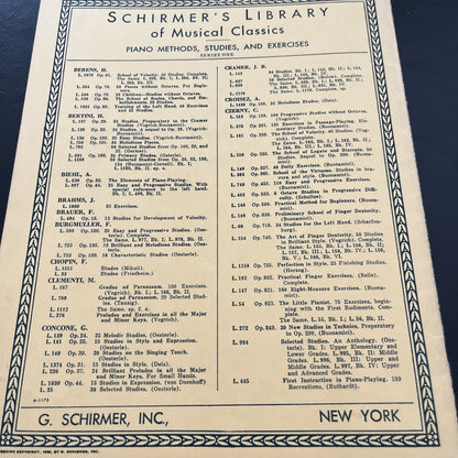 Schirmer's Library Vol 500 Burgmuller Op 100.25 Easy Progressive Studies Piano
