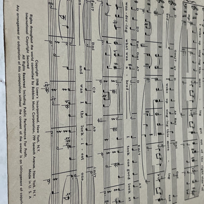 Its a Most Unusual Day Piano Sheet Music (1948) Jane Powell SH 3332-4