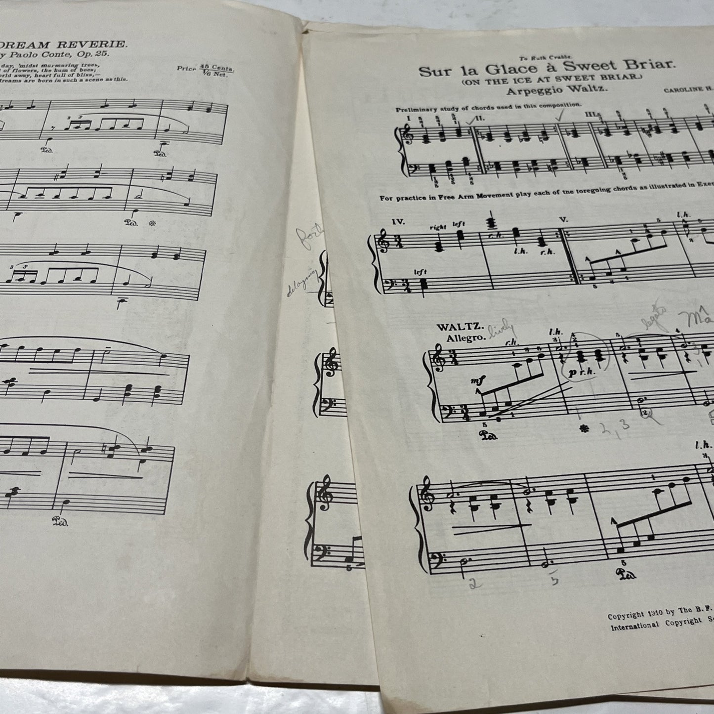 Vintage Sheet Music Sur La Glacé A Sweet Briar 1938 Caroline Crawford