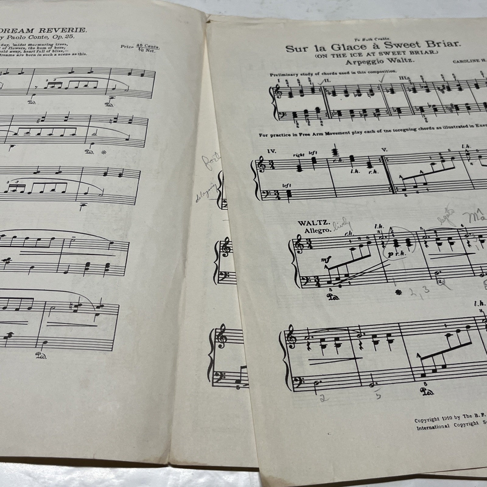 Vintage Sheet Music Sur La Glacé A Sweet Briar 1938 Caroline Crawford
