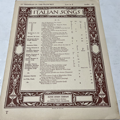 IT TREMBLES IN THE FLOW’RET Low In E Arditi .90 Italian Songs